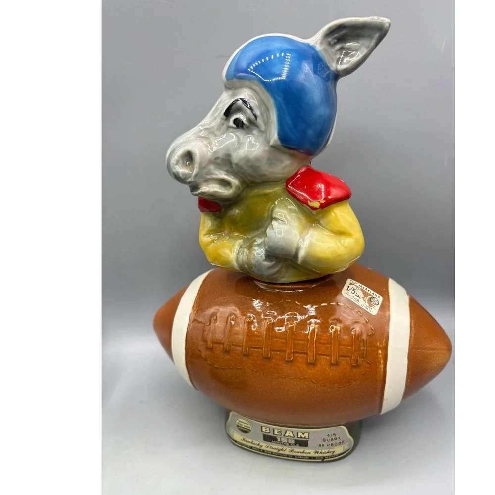 Vintage Jim‎ Beam Donkey Football Decanter Regal China 1970 Bourbon Bottle EMPTY